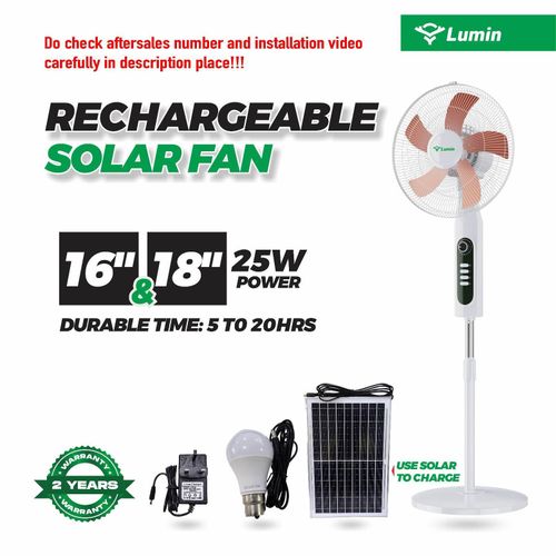 LUMIN 18" Solar Rechargeable Standing Fan (Without Solar Panel) FY1801