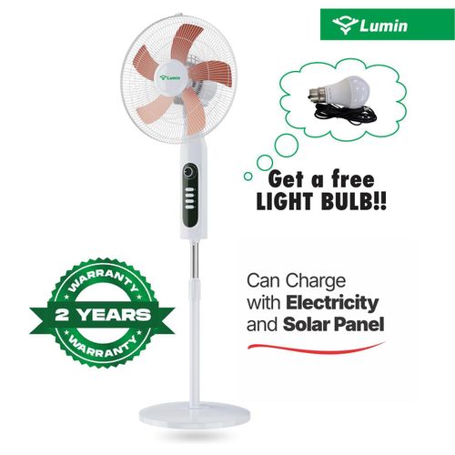 LUMIN 18" Solar Rechargeable Standing Fan (Without Solar Panel) FY1801